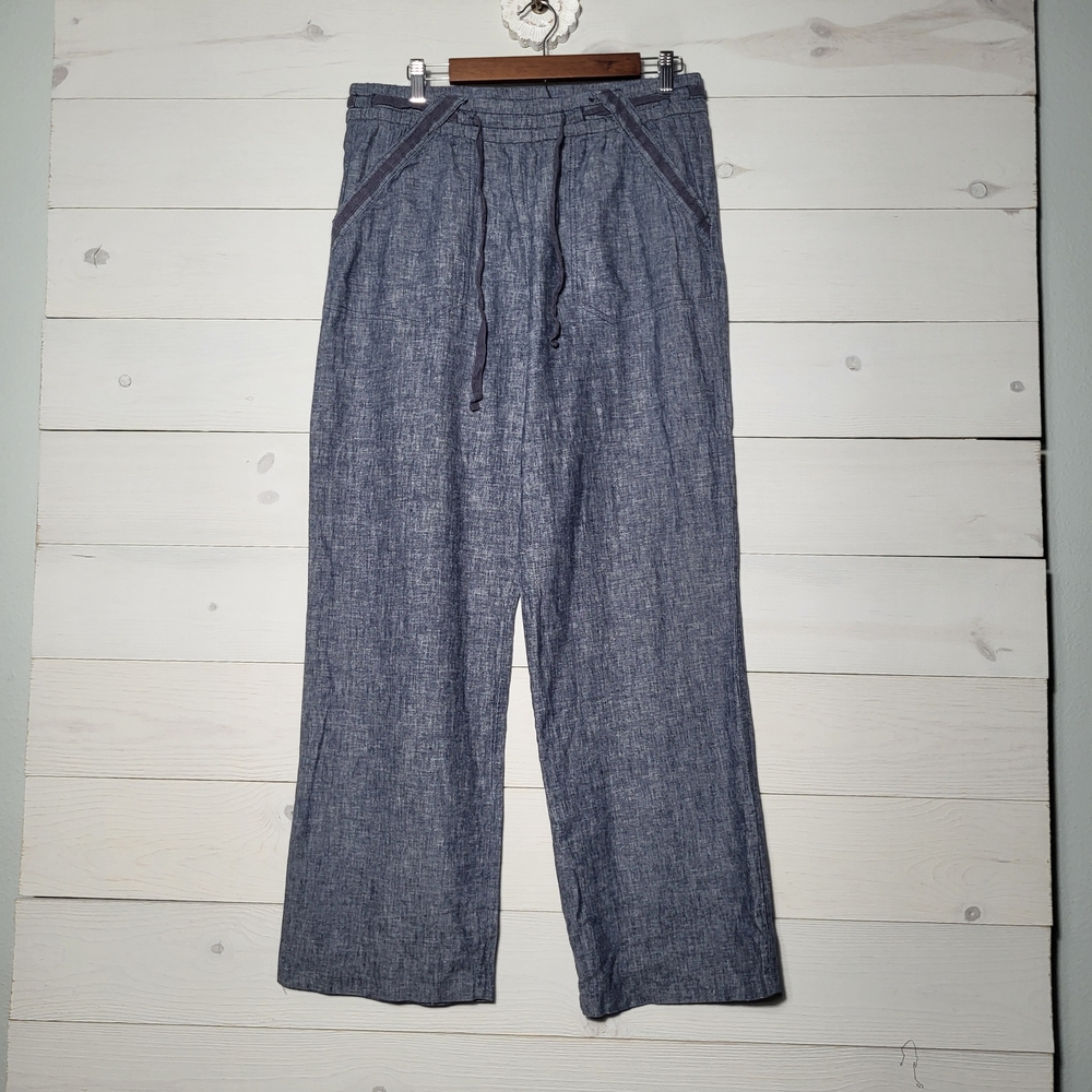Jolt Pants Linen Cotton Wide Leg Heathered Chambray Beachy Coastal Vacation.